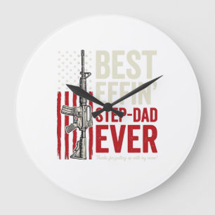 Bester verdammter Stiefvater ever Patrioten Vintag Große Wanduhr