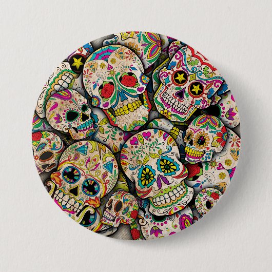 Bester Verkauf von Zucker-Schädelmuster Button (Vorderseite)