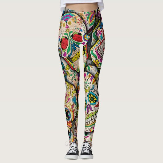 Bester Verkauf von Zucker-Schädelmuster Leggings (Vorderseite)