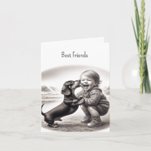 Bester Vintage Freund Dachshund Karte