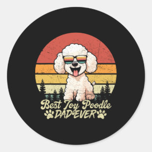 Bester Weißer Toy Poodle Vater Aller Zeiten Vintag Runder Aufkleber