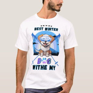 Bester-Winter-Mit Meinem-Hund-Cute Skifahrender-We T-Shirt