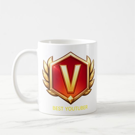 BESTER YOUTUBER V Logo Kaffeebecher Kaffeetasse (Links)