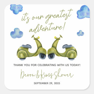 Bestes Abenteuer, Scooter, Paare Brautparty Quadratischer Aufkleber