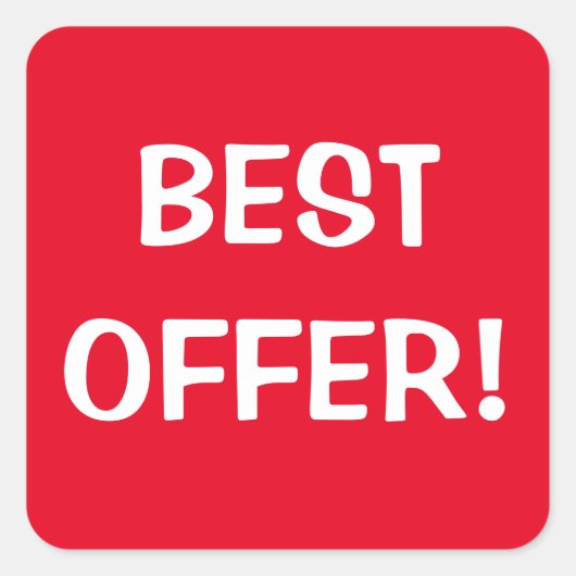 BESTES ANGEBOT! QUADRATISCHER AUFKLEBER (Vorderseite)