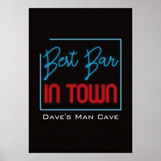 Bestes Bar Neon Typografisches Zeichen Poster (Vorne)