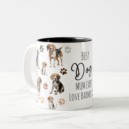 Bestes Beagle-Mum-Muster Zweifarbige Tasse (Vorderseite Links)