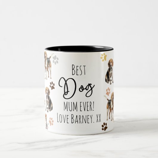Bestes Beagle-Mum-Muster Zweifarbige Tasse (Mittel)