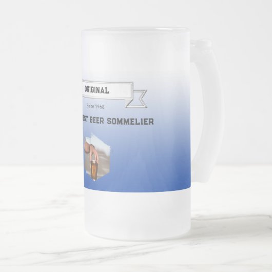 Bestes Bier Sommelier Dunkelblau Weißes Foto Mattglas Bierglas (VorderseiteRechts)