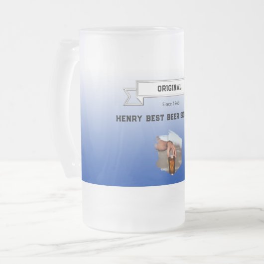 Bestes Bier Sommelier Dunkelblau Weißes Foto Mattglas Bierglas (Vorderseite Links)