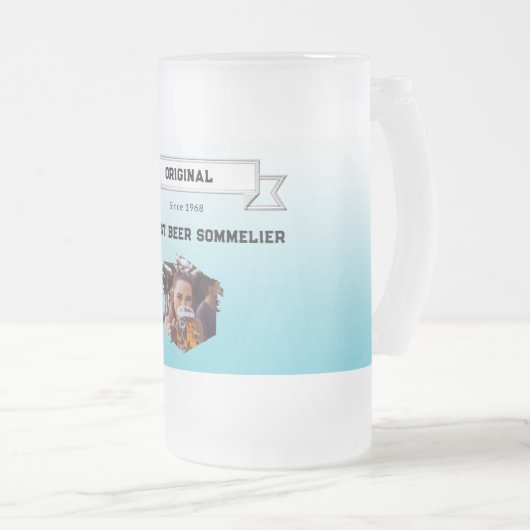 Bestes Bier Sommelier Lean Blau Weißes Foto Mattglas Bierglas (VorderseiteRechts)