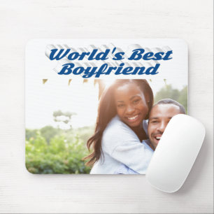 Bestes Boyfriend-Foto mit blauem Text Mousepad