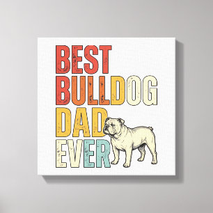 Bestes Bulldog-Vater aller Zeiten Vintage-Engravin Leinwanddruck