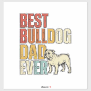 Bestes Bulldog-Vater aller Zeiten Vintage Gravur S Aufkleber