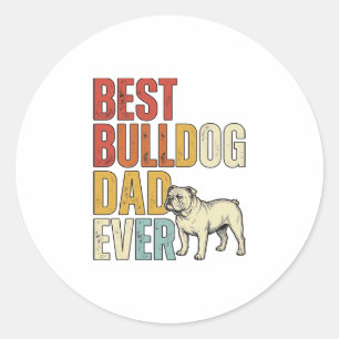 Bestes Bulldog-Vater aller Zeiten Vintage Gravur S Runder Aufkleber
