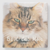 Bestes Cat Mama Foto Steinuntersetzer (Vorderseite)