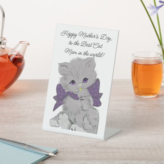 Bestes Cat Mama Pedestal-Zeichen Sockelschild (In SItu)