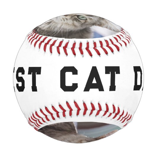 Bestes Cat Vater Foto Personalisiert Baseball (Vorderseite)