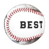 Bestes Cat Vater Foto Personalisiert Baseball (Vorderseite Links)