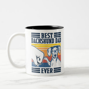 Bestes Dachshund-Vater-T-Shirt Aller Zeiten Vintag Zweifarbige Tasse