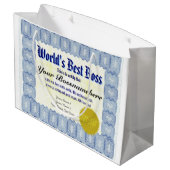 Bestes der Chef-Zertifikat der Welt Große Geschenktüte (Rückseite Schrägansicht)