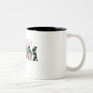Bestes die Mama-Schwarzes der Welt mit rosa Tulpen Zweifarbige Tasse