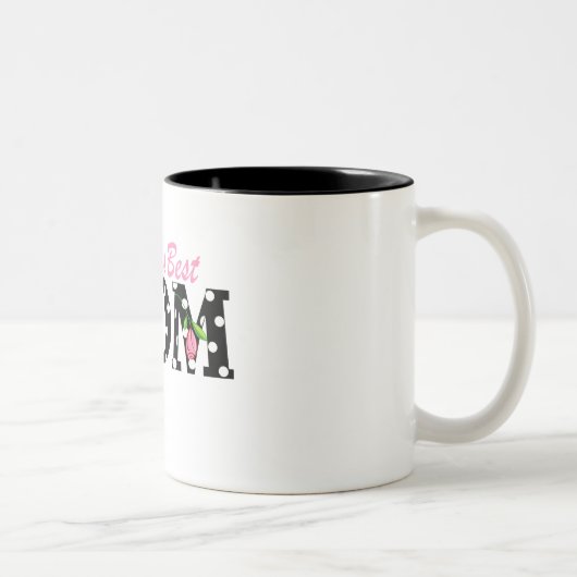 Bestes die Mama-Schwarzes der Welt mit rosa Tulpen Zweifarbige Tasse (Rechts)