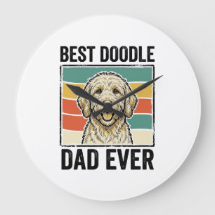 Bestes Doodle-Vater Aller Zeiten Vintage-Hund-Shir Große Wanduhr