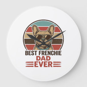 Bestes Französisch Dad Ever Vintage Bulldog Shirt_ Große Wanduhr
