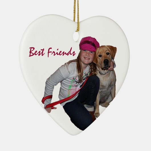 Bestes Freund-Hübsches Mädchen u. Welpe Keramik Ornament (Rechts)