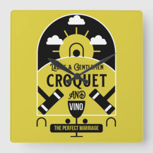 Bestes Funny Croquet Game Quadratische Wanduhr
