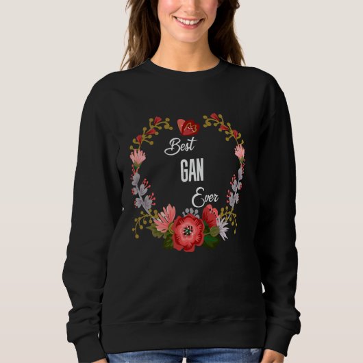 Bestes Gan Ever mit Orange Floral Fun Tante Oma Sweatshirt (Vorderseite)