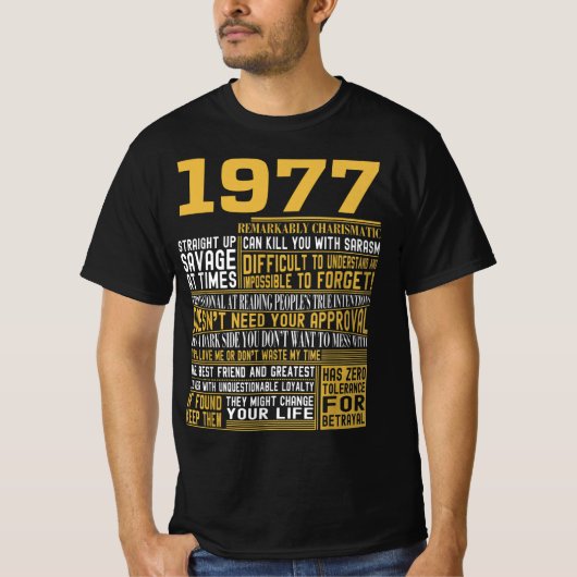 Bestes Geborenes 1977 Fakten für Männer, Frauen, B T-Shirt (Vorderseite)