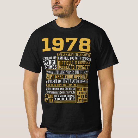 Bestes Geborenes 1978 Fakten für Männer, Frauen, B T-Shirt (Vorderseite)