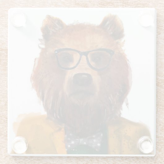 Bestes gekleideter Bär Glasuntersetzer (Rückseite)