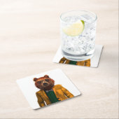 Bestes gekleideter Bär Rechteckiger Pappuntersetzer (Vor Ort)