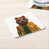 Bestes gekleideter Bär Rechteckiger Pappuntersetzer (angewinkelt)