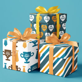 Bestes gelbes und blaues Herz-Trophäe-Set von 3 Vä Geschenkpapier Set