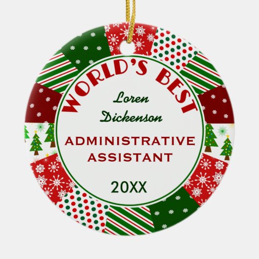 Bestes Geschenk Admin Asst Weihnachts Keramik Ornament (Vorne)