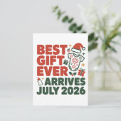 Bestes Geschenk Ankunft im Juli 2026 Weihnachtspaa Ankündigungspostkarte (Stehend Vorderseite)