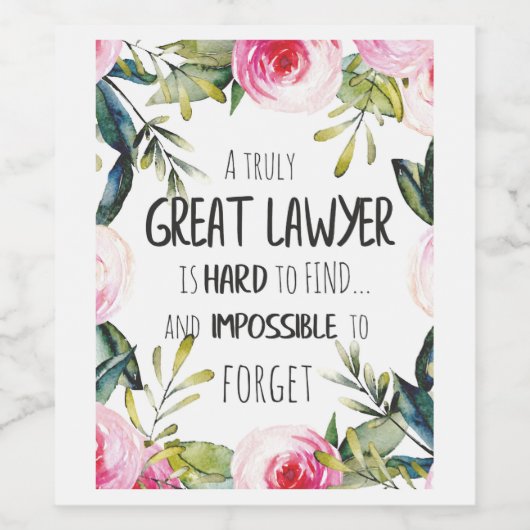 Bestes Geschenk für Anwälte Großes Geschenk für An Weinetikett (Einzelnes Label)