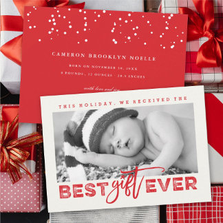 Bestes Geschenk für je Grunge Typografie New Baby Feiertagskarte