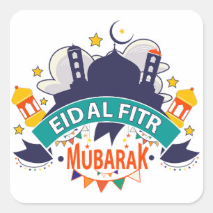 Bestes Geschenk für Muslime - Eid Al-Fitr Al Mubar Quadratischer Aufkleber