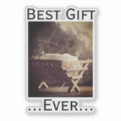 Bestes Geschenk für Weihnachten in Manger Aufkleber (Vorderseite)