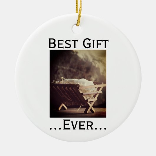 Bestes Geschenk für Weihnachten in Manger Keramik Ornament (Vorne)