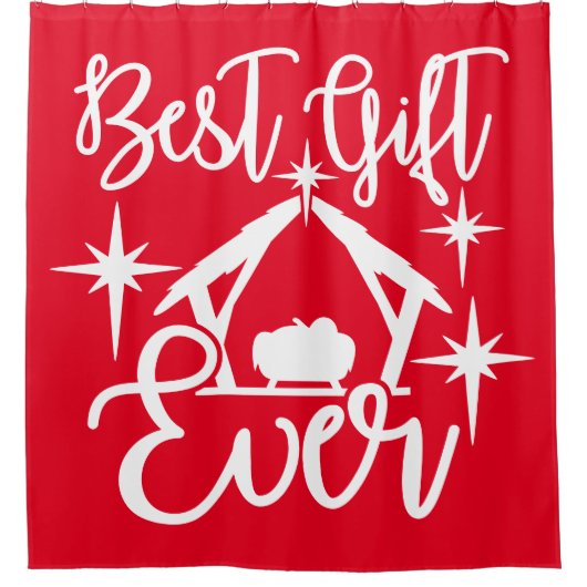 Bestes Geschenk je Krippe Szene Duschvorhang (Vorderseite)