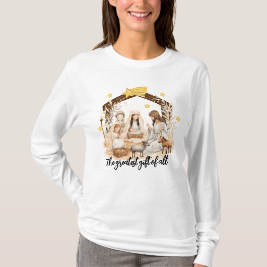 Bestes Geschenk Jesus Weihnachtskrippe T - Shirt (Vorderseite)