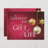 Bestes Geschenk, Lebensgeschenk, Spender, Weihnach Postkarte (Vorne/Hinten)