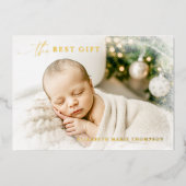 Bestes Geschenk Snow Vignette Voll Foto Weihnachts Folieneinladung (Vorderseite)