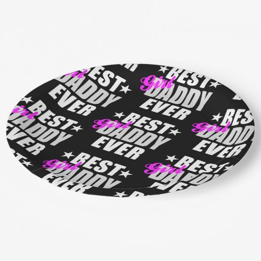 Bestes Girl Daddy je Pattern Pappteller (Schrägansicht)